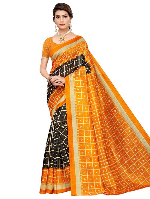 checkered mysore silk saree with blouse - 16947248 - Very Small Image - 1