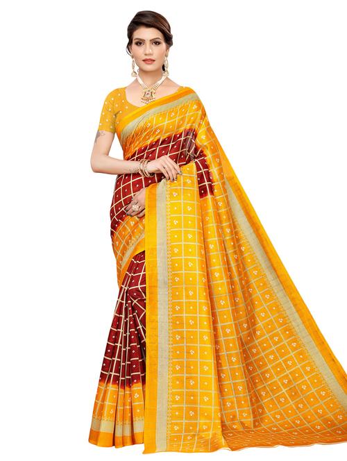 checkered mysore silk saree with blouse - 16947251 - Very Small Image - 1