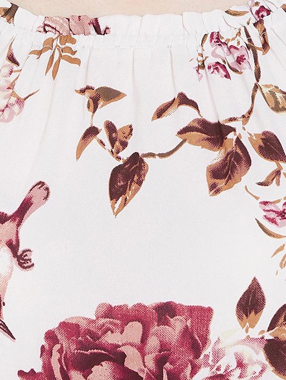 flutter sleeves floral flared dress - 16947695 - Zoom Image - 4