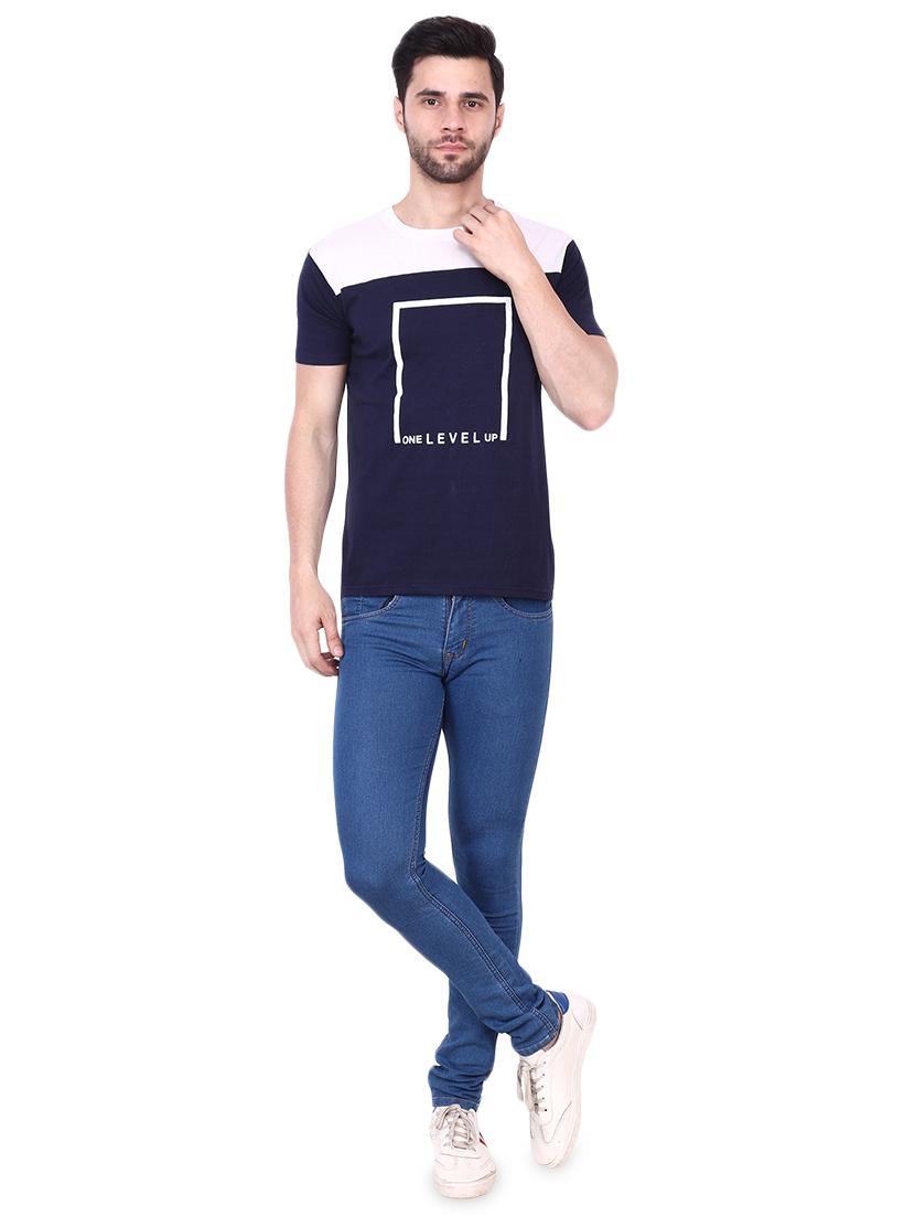 navy blue printed cut & sew t-shirt - 16949687 - Zoom Image - 4