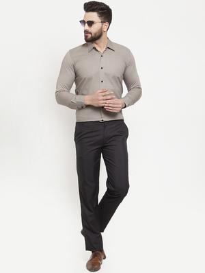 grey solid casual shirt - 16950567 - Standard Image - 4