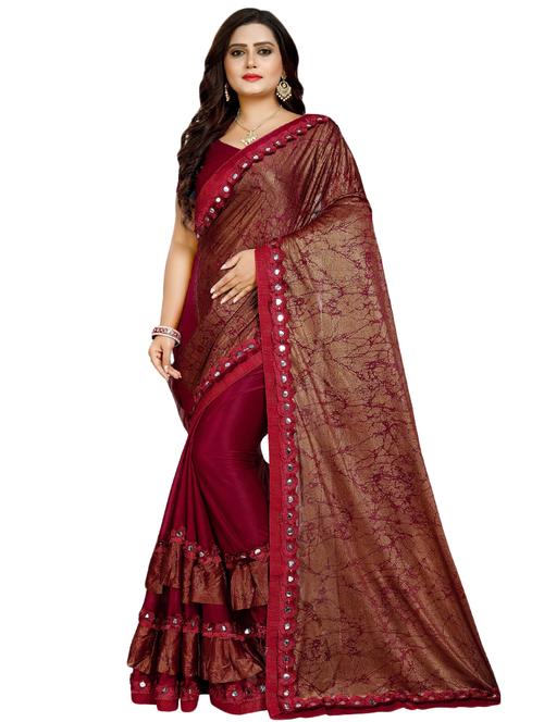 abstract print ruffled saree with blouse - 16952528 - Very Small Image - 1