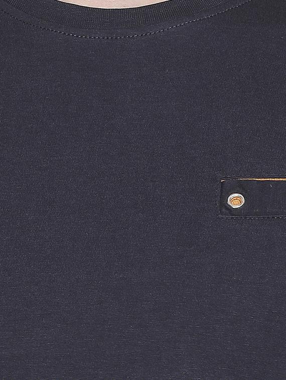 blue solid pocket t-shirt - 16953371 - Zoom Image - 4