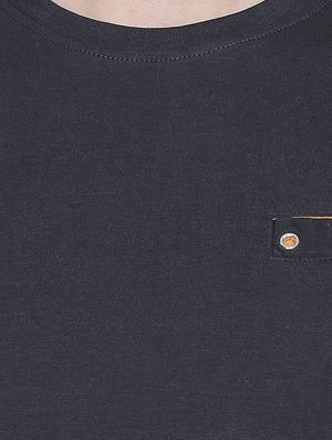navy blue solid pocket t-shirt - 16953386 - Standard Image - 4