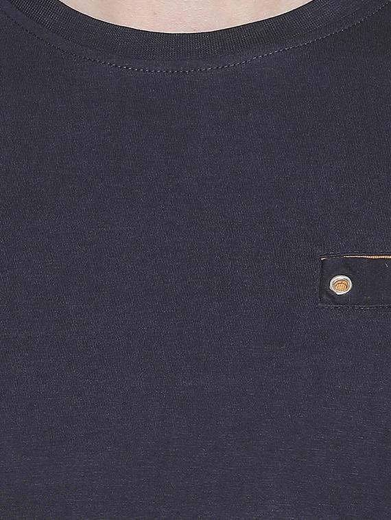 navy blue solid pocket t-shirt - 16953386 - Zoom Image - 4