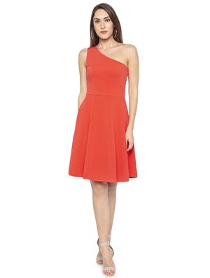 single shoulder solid skater dress - 16954123 - Standard Image - 4