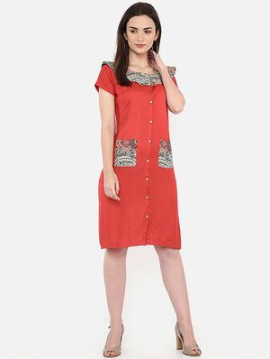 contrast detail button up a-line dress - 16954131 - Standard Image - 4