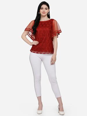 flutter sleeves laced top - 16958173 - Standard Image - 4