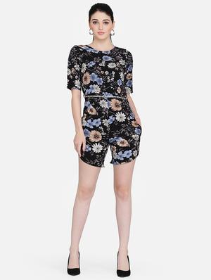 round neck floral romper - 16958282 - Standard Image - 4