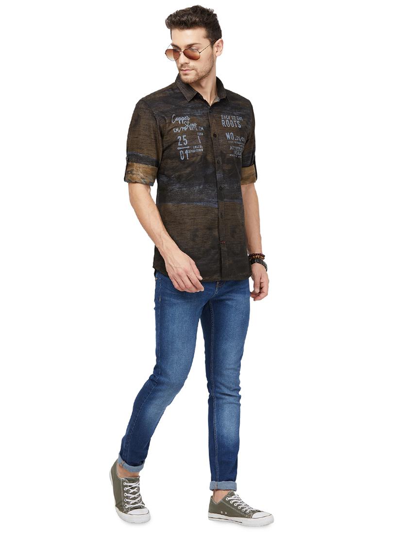 brown printed casual shirt - 16960057 - Zoom Image - 4