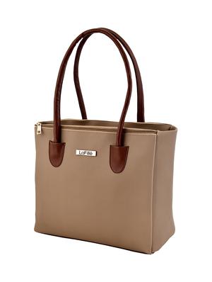beige leatherette (pu) regular handbag - 16961516 - Standard Image - 4
