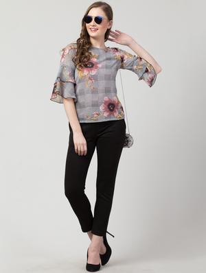 boat neck checkered top - 16969861 - Standard Image - 4