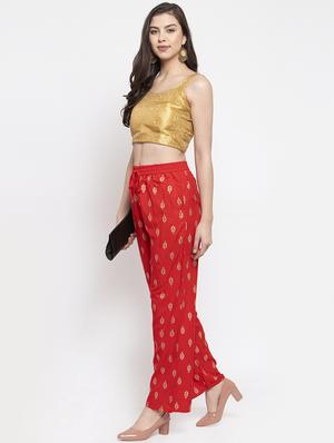red viscose straight palazzo - 16970339 - Standard Image - 4
