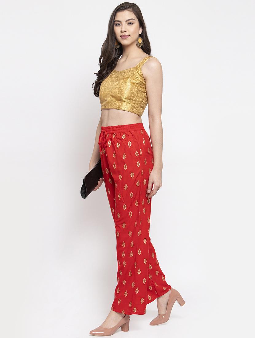 red viscose straight palazzo - 16970339 - Zoom Image - 4