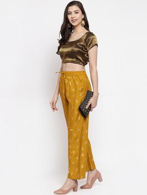 yellow viscose straight palazzo - 16970341 - Standard Image - 4