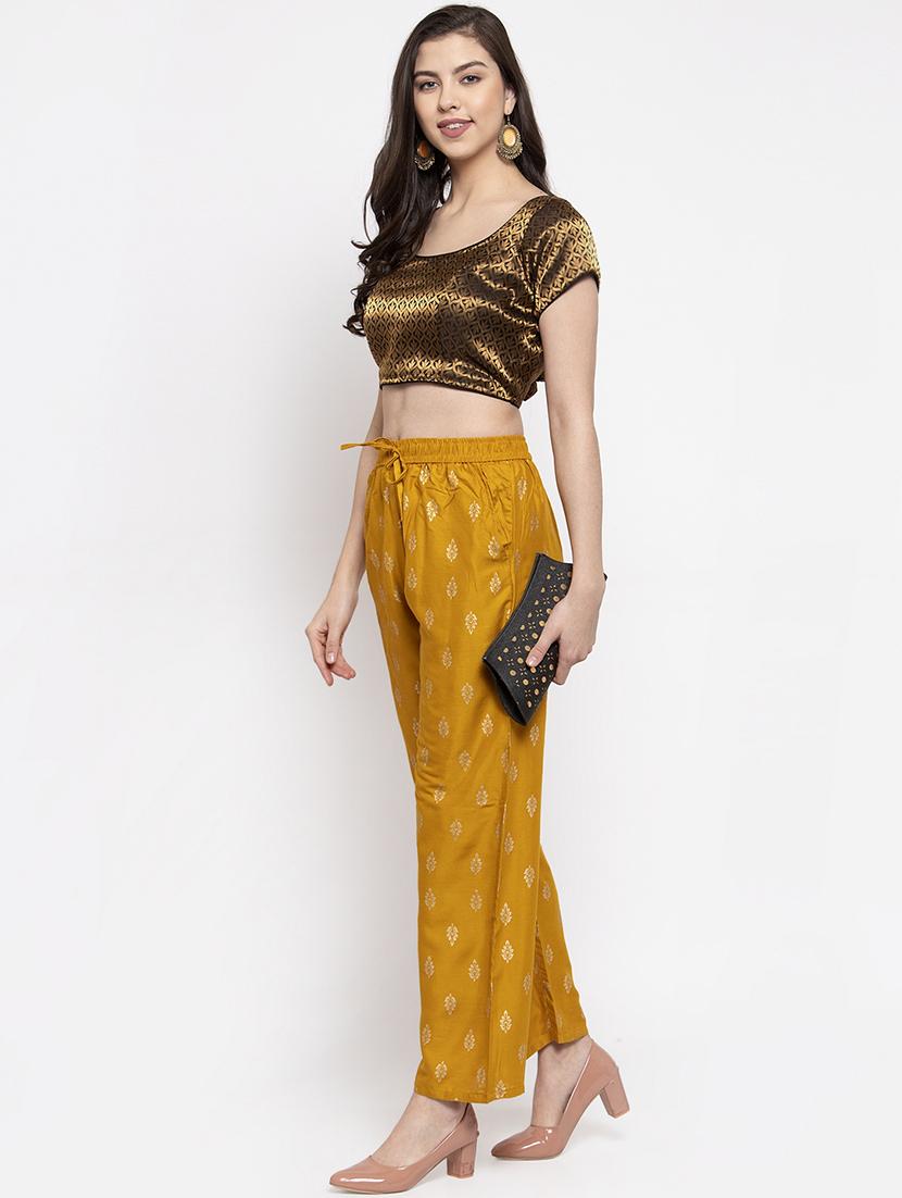 yellow viscose straight palazzo - 16970341 - Zoom Image - 4