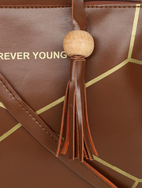 brown leatherette (pu) sling bag - 16970903 - Zoom Image - 4