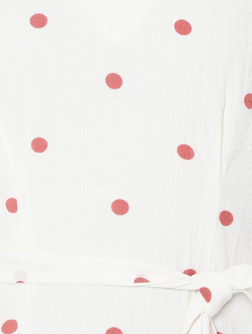 tie front polka dot a-line dress - 16971537 - Zoom Image - 4