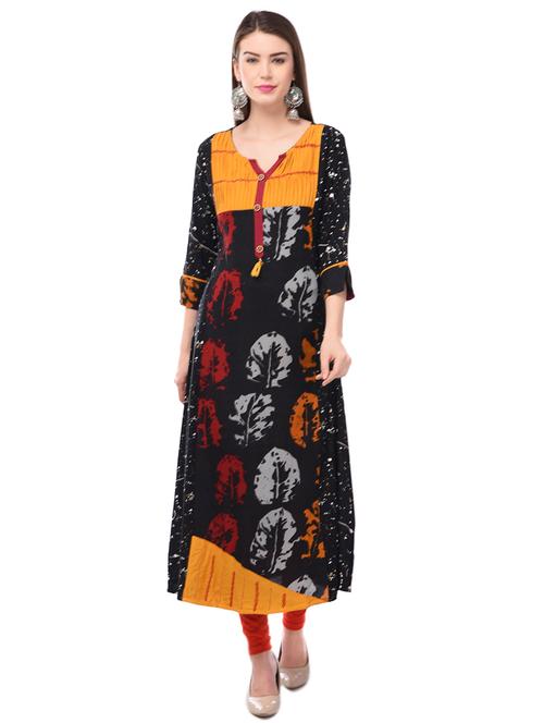 block print a-line kurta - 16972054 - Standard Image - 1