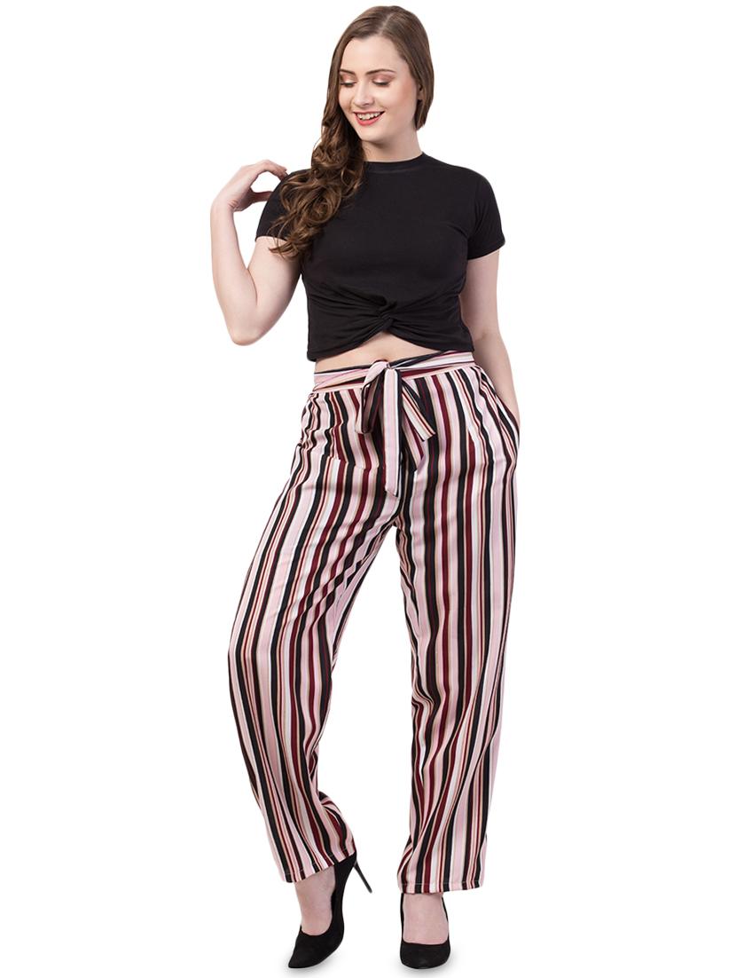 tie up waist striped palazzo - 16973219 - Zoom Image - 4