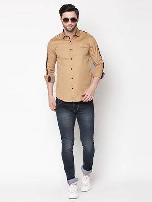 beige taped casual shirt - 16973582 - Standard Image - 4
