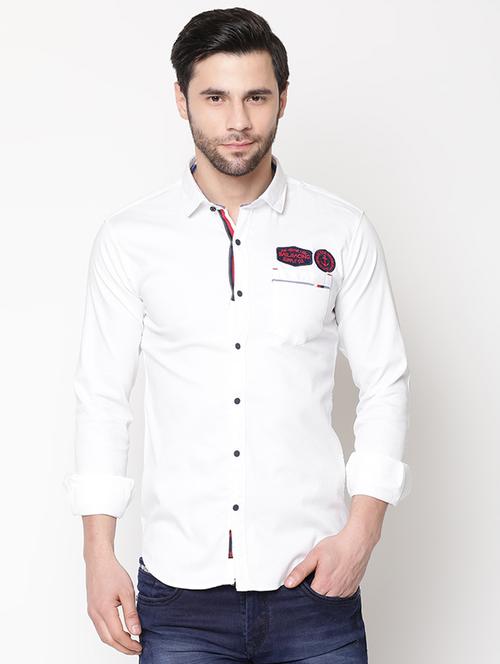 white solid casual shirt - 16973586 - Standard Image - 1