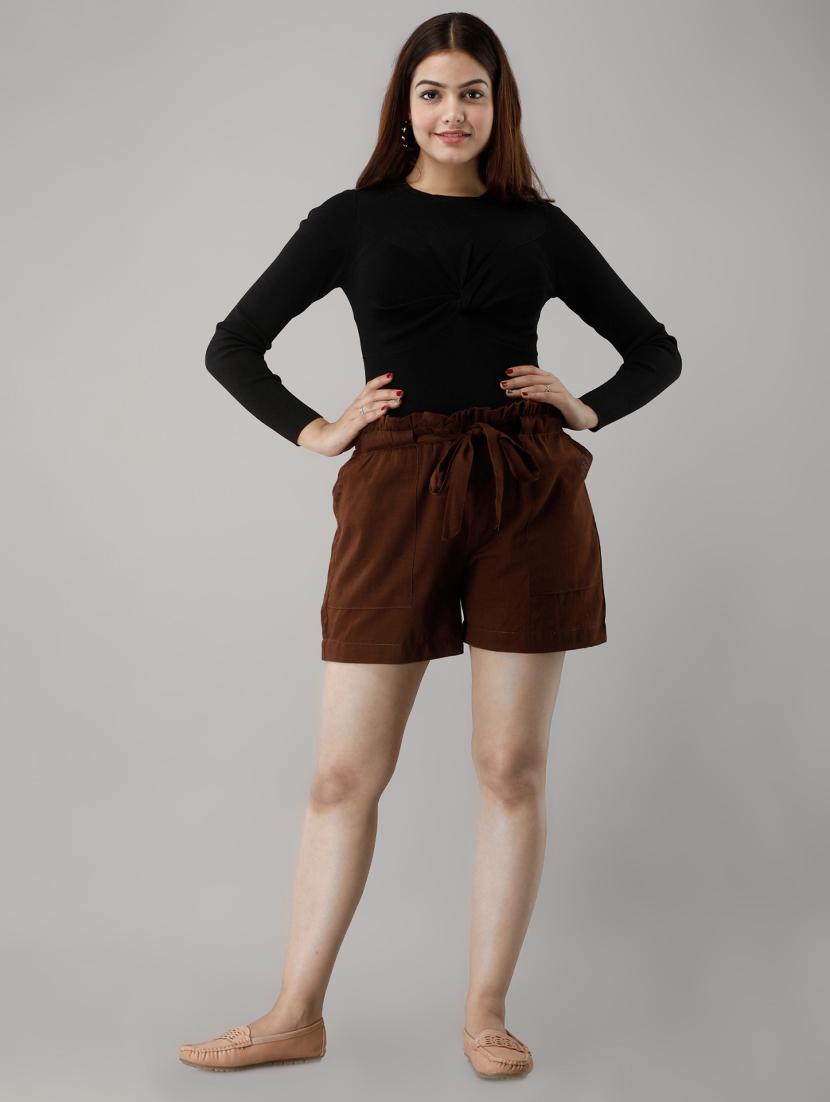 tie front paper bag shorts - 16973670 - Zoom Image - 4