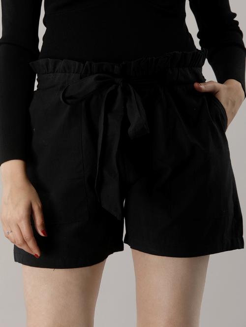 tie front paper bag shorts - 16973672 - Standard Image - 1