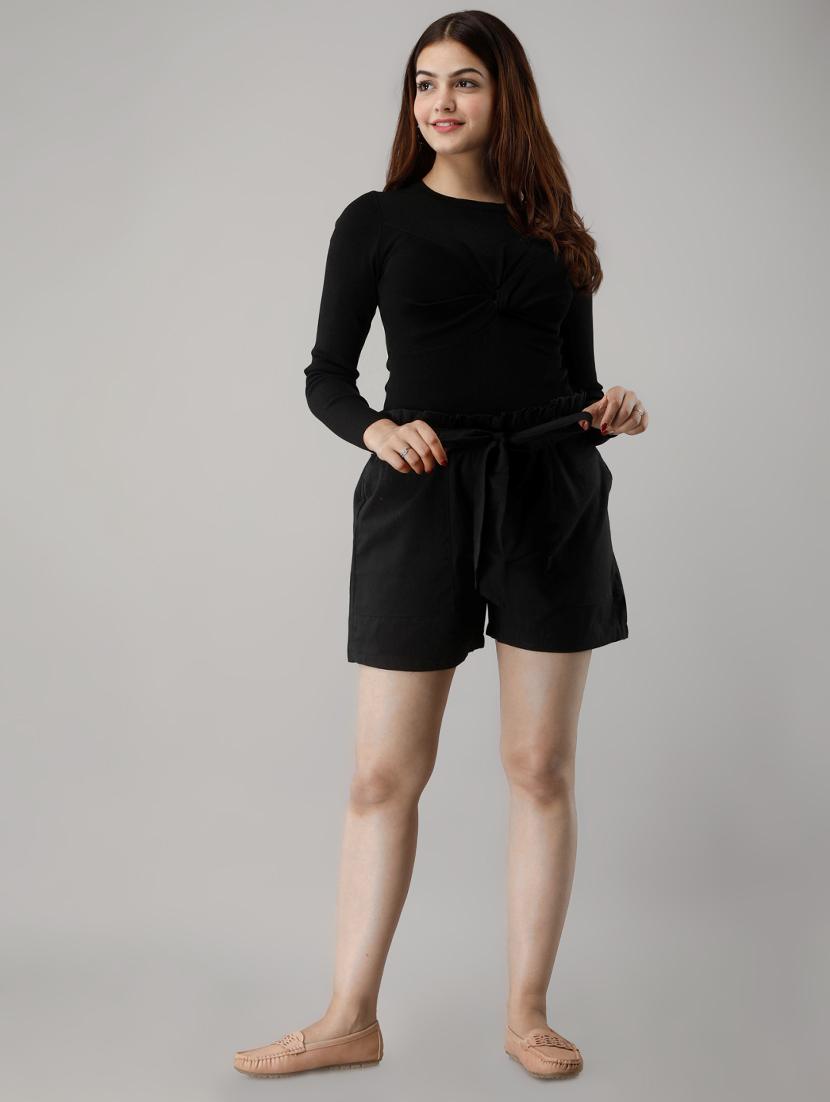 tie front paper bag shorts - 16973672 - Zoom Image - 4