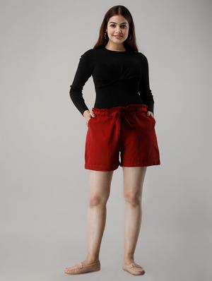 tie front paper bag shorts - 16973674 - Standard Image - 4