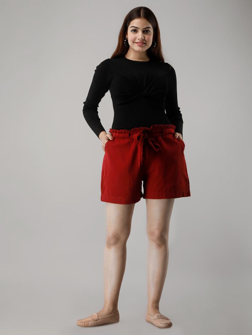 tie front paper bag shorts - 16973674 - Zoom Image - 4