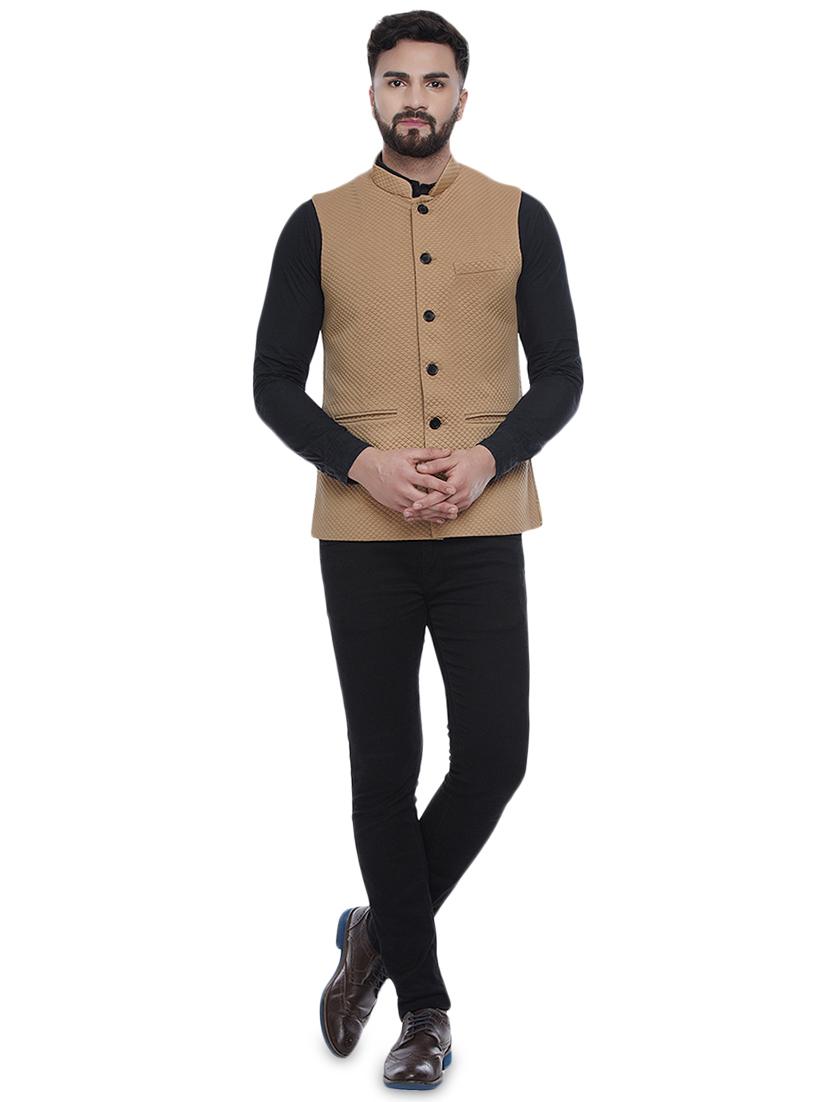 brown self design nehru jacket - 16973804 - Zoom Image - 4