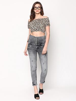 high rise stone washed jeans - 16973882 - Standard Image - 4