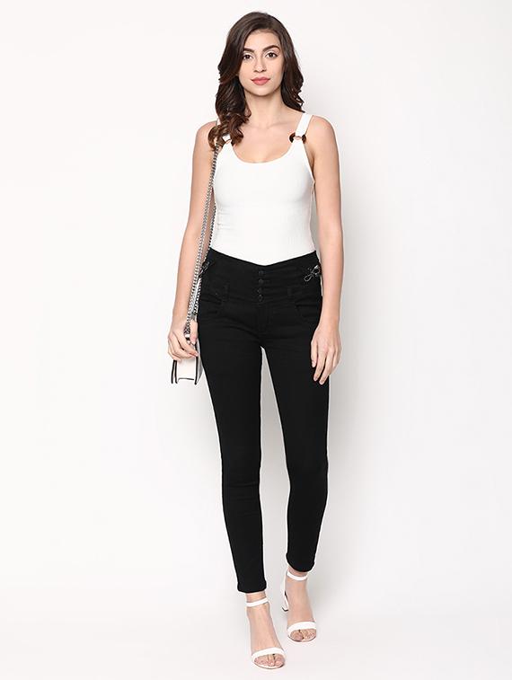 lace up detail ankle length jeans - 16973900 - Zoom Image - 4