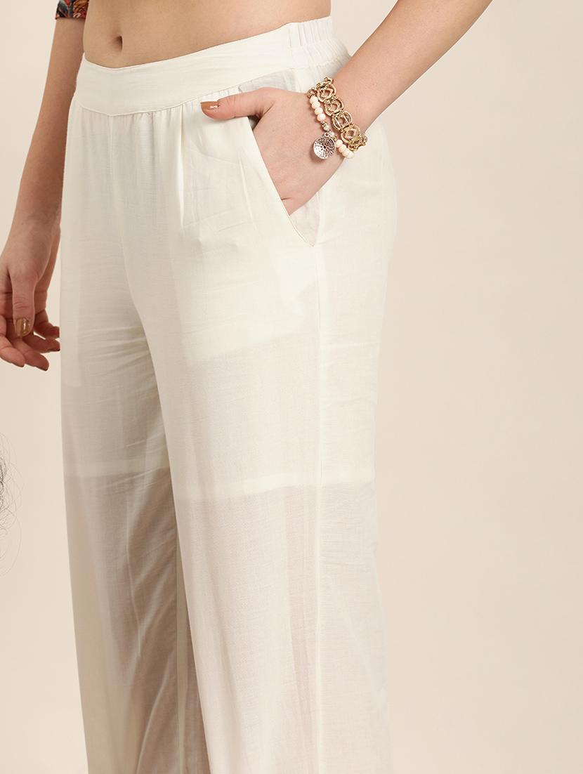 white cotton straight palazzo - 16974927 - Zoom Image - 4