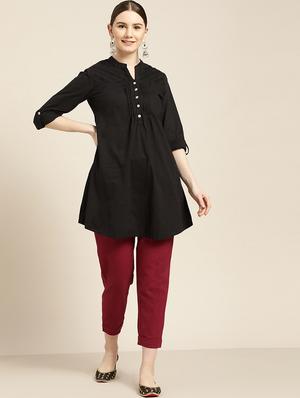 red cotton straight tapered pant - 16974933 - Standard Image - 4