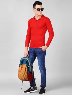 red solid collared t-shirt - 16976848 - Standard Image - 4