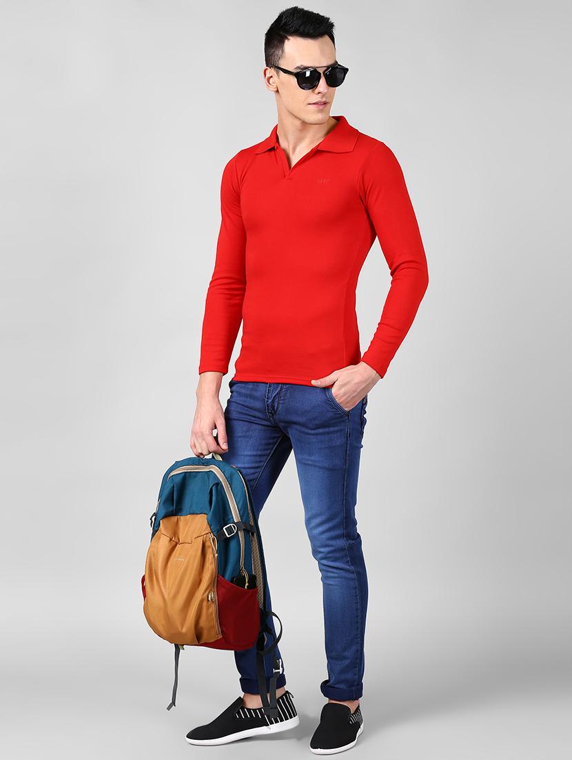 red solid collared t-shirt - 16976848 - Zoom Image - 4