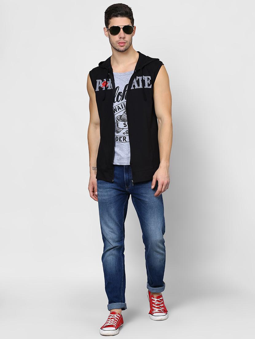 black typographic print hooded t-shirt - 16976855 - Zoom Image - 4