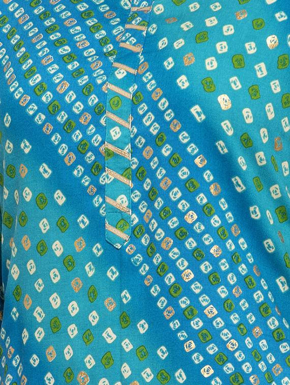 turquoise straight kurta - 16977204 - Zoom Image - 4