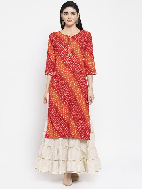 bandhani straight kurta - 16977206 - Standard Image - 1