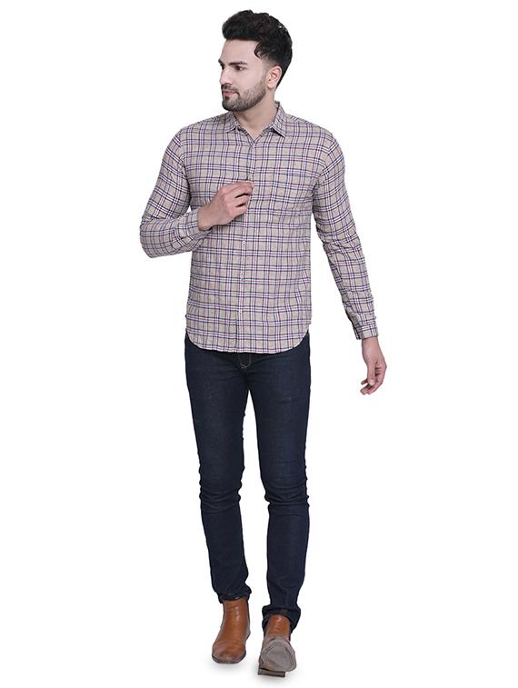 beige checkered casual shirt - 16979333 - Zoom Image - 4