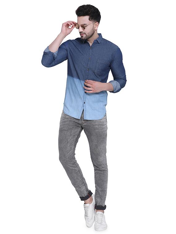 blue ombre denim casual shirt - 16979341 - Zoom Image - 4