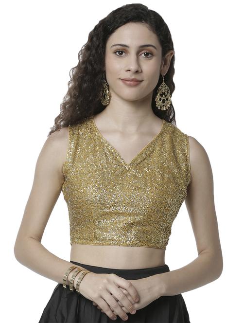 gold satin embroidered blouse - 16979861 - Standard Image - 1