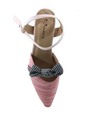 pink fabric ankle strap sandals - 16981069 - Standard Image - 4