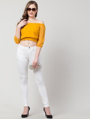 off shoulder dobby top - 16981157 - Standard Image - 4