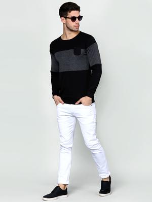 black color block cut & sew pocket t-shirt - 16981737 - Standard Image - 4