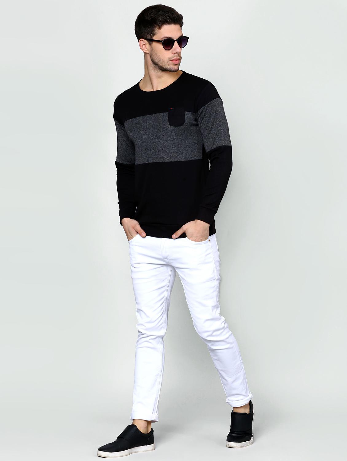 black color block cut & sew pocket t-shirt - 16981737 - Zoom Image - 4