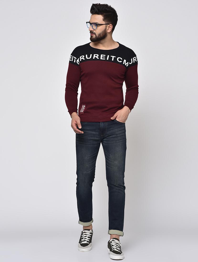 maroon typographic cut & sew t-shirt - 16981794 - Zoom Image - 4