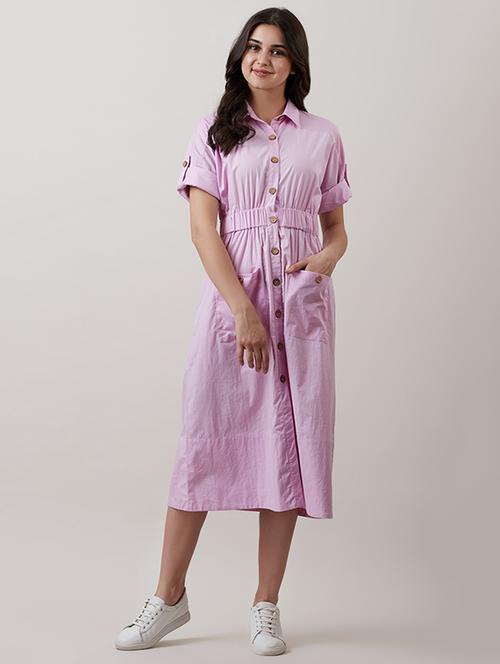 button up pocket patch shirt dress - 16983111 - Very Small Image - 1